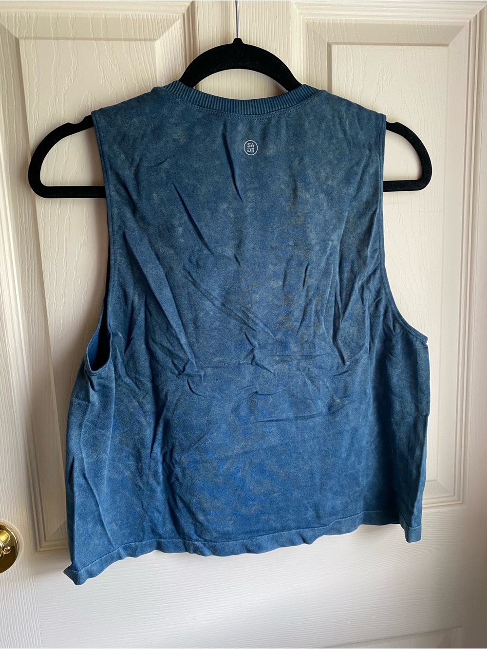 SA Blue Sleeveless Knit Tank with Eyelet Detail - Picture 4 of 4